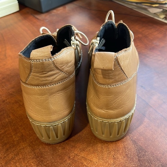 Spring step Nespea camel genuine leather‎ zip low heel wedge booties women’s 37 - Picture 9 of 10